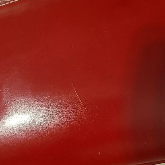 Hype Vintage Red Leather Double Strapped Accordion Style  Hand/Shoulder Bag EUC - Picture 13 of 16